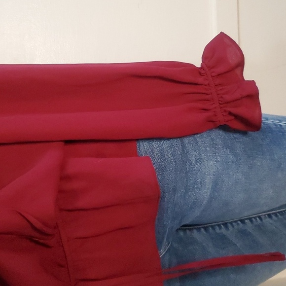 Express Ruffle Trim Long Sleeve Top Blouse Size L - Picture 3 of 9